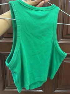 Green Ribbed Tank Top
