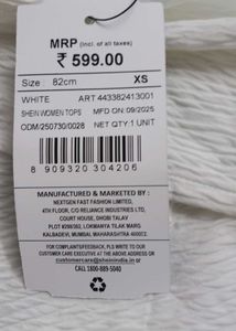 XS size Chic White Textured Top