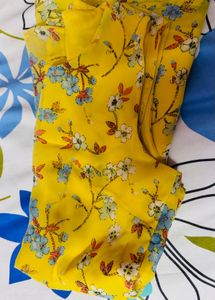 Yellow Floral Print Mini Dress