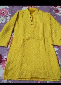 3 Pics Suit With Boo For Boys Nd Yellow Kurta