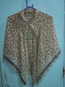Beige & Black Patterned Shawl