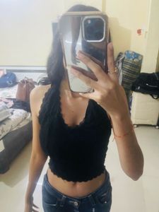 Y2k Lace trim Halter Crop Top-New