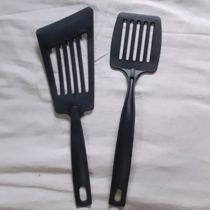 Combo Stylish Kitchen &amp; Dining Tools 8 Set Of Utensils Serving Spoon, Spatula, Slotted Turner, Scoop. Kitchen Serving Utensils Microwave Safe For Non-stick Cookware New &amp; Unused Black Color