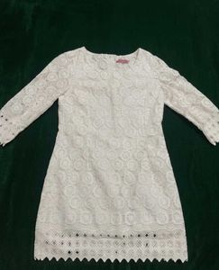 Elegant Ivory Lace Embroidered Dress