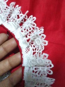 Red Lace Trim Outfit