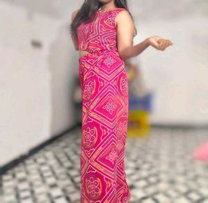 Vibrant Pink Bandhani Print Lehenga Set