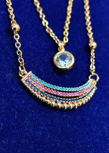 Layered Rainbow Charm Necklace