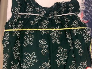 Bottle Green Bandhej Printed Tunic Top