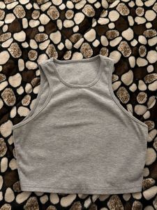 Gray Ribbed Tank Top