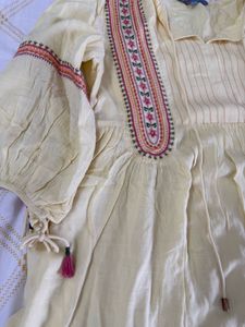Embroidered Yellow Kurta
