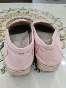 38 Number Pink Loafers with Butterfly Accent