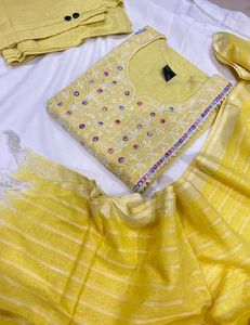 Yellow Embroidered Kurta Set with Dupatta