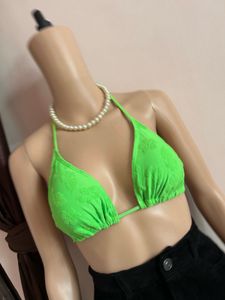 Bright Green Textured Bikini Top (32-34 bust)