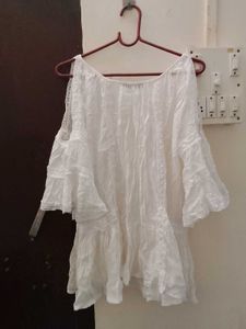 Bohemian White Cold Shoulder Top