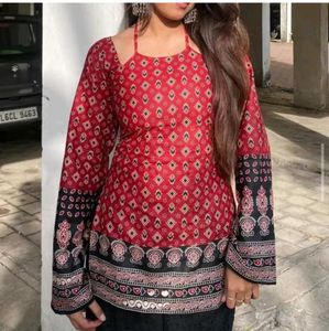 Ajrakh Print Corset Back Kurti