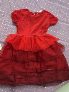 Red Tulle Layered Dress