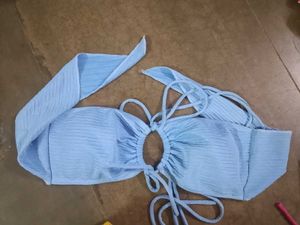 Light Blue Textured Bikini Top