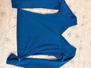 Blue V-Neck Long Sleeve Top
