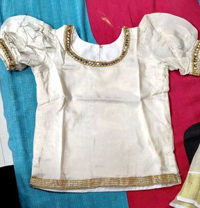 12 yrs girl's golden off-white lehenga choli