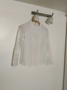 Elegant White Lace Trim Blouse