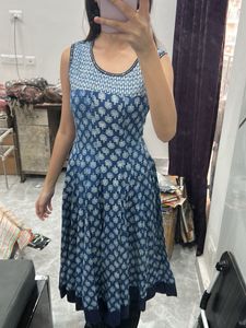 Blue Printed Casual Dress