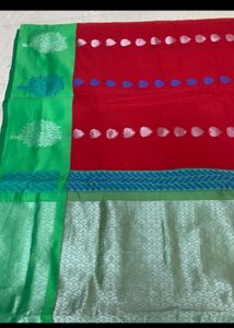 Elegant Red &amp; Green Saree