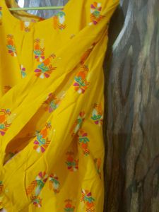 Cold Shoulder Yellow Boxy Semi  Crop Top