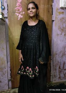 Elegant Black Embroidered Kurta Set with Dupatta