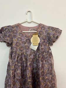 Fabindia Girls’ Lavender Floral Cotton Dress with