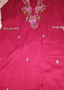 Maroon Embroidered Kurta Set