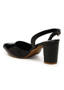 Chic Black Patent Slingback Heels