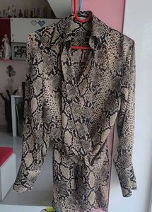 Snake Print Wrap shirt Dress