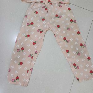 Strawberry Print Pure Cotton Night Suit. 4-6 yrs