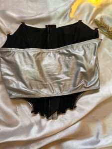 Metallic Silver Corset Top