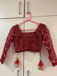Deep maroon sequin embellished blouse