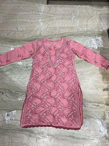 Elegant Pink Chikankari Kurti