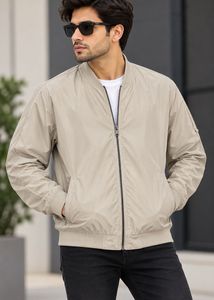 Men's Beige Bomber Jacket