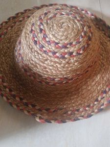 Woven Straw Hat with Colorful Trim