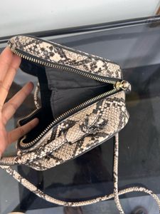 MANGO Round Snake Print Crossbody Bag