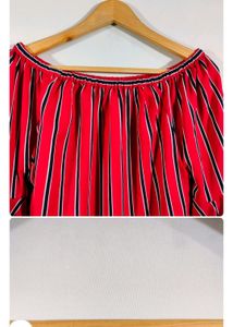 Valentine's Red ♥️ Bardot Striped Top New