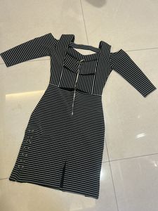 Chic Striped Cold Shoulder Dress