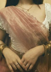 Elegant Pink Embellished Saree