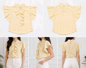 Chic Yellow Ruffled Floral Blouse