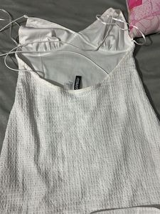 White Textured Mini Dress