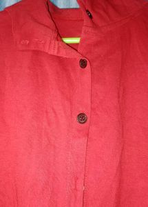 Red Button-Down Coat