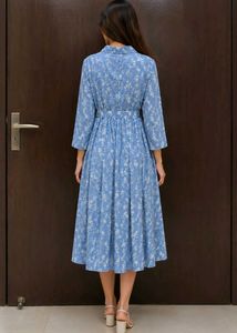Blue Floral Midi Dress