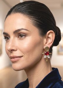 Unique Red Gem Dangle Earrings