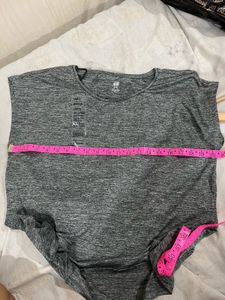 H&amp;M Sport Grey Melange Relaxed-Fit T-Shirt
