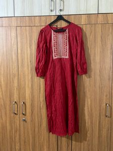 Red Kurta Set With Bottom (Women's)