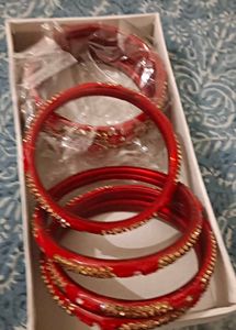 Red Stone Work Bangles